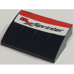 Stickered Assembly 4 x 3 x 1 with Red and Black 'RX Sprinter' on White and Red Background Pattern (Sticker) - Set 8655 - 4 Slope, Curved 3 x 1 Stickered Assembly 4 x 3 x 1 with Red and Black 'RX Sprinter' on White and Red Background Pattern (Sticker) - Set 8655 - 4 Slope, Curved 3 x 1
