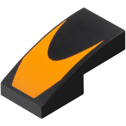 Slope, Curved 2 x 1 x 2/3 with Orange Chevron Pattern Slope, Curved 2 x 1 x 2/3 with Orange Chevron Pattern