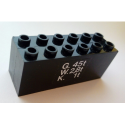 Brick, Modified 2 x 6 x 2 Weight - Bottom Openings, Center Seam on Ends with White 'G. 45t W. 2,8t K. 1t' Pattern (Sticker) - Set 7727 Brick, Modified 2 x 6 x 2 Weight - Bottom Openings, Center Seam on Ends with White 'G. 45t W. 2,8t K. 1t' Pattern (Sticker) - Set 7727