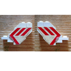 Stickered Assembly 5 x 1 x 3 with Red Martinair Logo Pattern on Both Sides (Stickers) - Set 1610-2 - 1 Plate 1 x 1, 1 Plate 1 x 2, 1 Brick 1 x 1, 2 Slope 45 2 x 1 without Bottom Tube, 2 Slope, Inverted 45 2 x 1