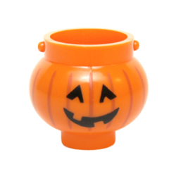 Minifigure, Utensil Pot Small with Handle Holders and Pumpkin Jack O' Lantern with Angular Eyes Pattern