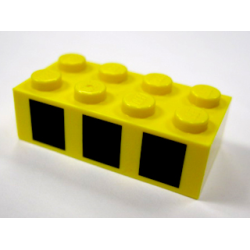 Brick 2 x 4 with 3 Black Squares Pattern