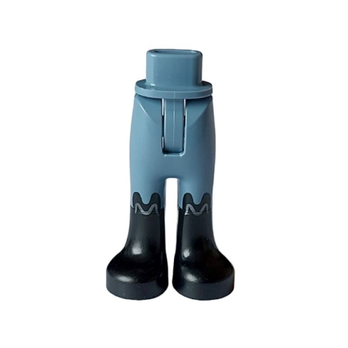 Деталь LEGO 67072c00pb008 Mini Doll Hips and Trousers with Back Pockets with Molded Black Lower Legs / Boots and Printed Silver Wavy Lines Pattern - Thin Hinge