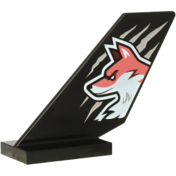 Tail Shuttle with Coral and White Fox Head over Silver Scratches Pattern on Both Sides
