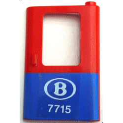 Door 1 x 4 x 5 Train Right, Thin Support at Bottom with Blue Bottom Half and Belgian Train Logo and '7715' Pattern (Sticker) - Set 7715 Door 1 x 4 x 5 Train Right, Thin Support at Bottom with Blue Bottom Half and Belgian Train Logo and '7715' Pattern (Sticker) - Set 7715