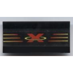 Vehicle, Spoiler / Plow Blade 6 x 3 with Hinge with Red and Yellow Extreme Team Logo Pattern (Sticker) - Sets 2963 / 6568 / 6589 - Black Vehicle, Spoiler / Plow Blade 6 x 3 with Hinge with Red and Yellow Extreme Team Logo Pattern (Sticker) - Sets 2963 / 6568 / 6589 - Black