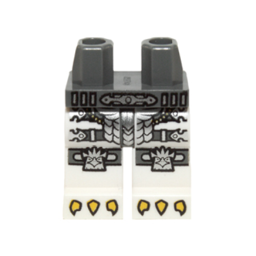 Деталь LEGO 970c01pb31 Hips and White Legs with Silver Armor, Eagle Knee Pads and Yellow Talons Pattern