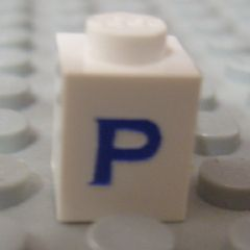 Brick 1 x 1 with Blue Capital Letter P Pattern (Serif Font) Brick 1 x 1 with Blue Capital Letter P Pattern (Serif Font)
