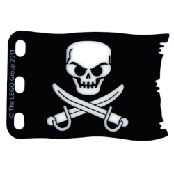 Plastic Flag 8 x 5 with White Skull and Crossed Cutlasses Pattern