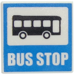 Road Sign 2 x 2 Square with Open O Clip with Bus and 'BUS STOP' Pattern Road Sign 2 x 2 Square with Open O Clip with Bus and 'BUS STOP' Pattern