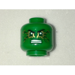 Minifigure, Head Alien White Eyes and White and Gold Airjitzu Electricity Pattern