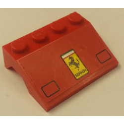 Vehicle, Mudguard 3 x 4 Slope with Headlights and Ferrari Logo Pattern (Sticker) - Set 1256