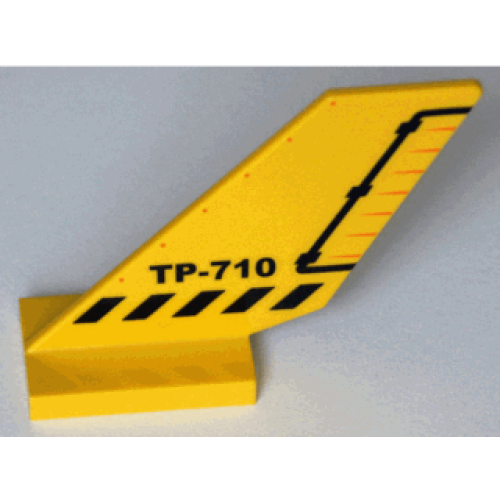 Деталь LEGO 6239px4 Tail Shuttle with Black 'TP-710', Danger Stripes, and Rudder Pattern