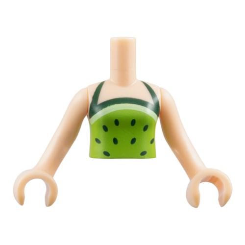Деталь LEGO FTGpb105c01 Torso Mini Doll Girl Lime Halter Top with Dark Green Straps and Dots Pattern, Light Nougat Arms with Hands