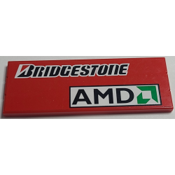 Stickered Assembly 8 x 3 with 'Bridgestone' and 'AMD' Logo on Red Background Pattern Model Left Side (Sticker) - Set 8157 - 3 Tile 1 x 8 Stickered Assembly 8 x 3 with 'Bridgestone' and 'AMD' Logo on Red Background Pattern Model Left Side (Sticker) - Set 8157 - 3 Tile 1 x 8
