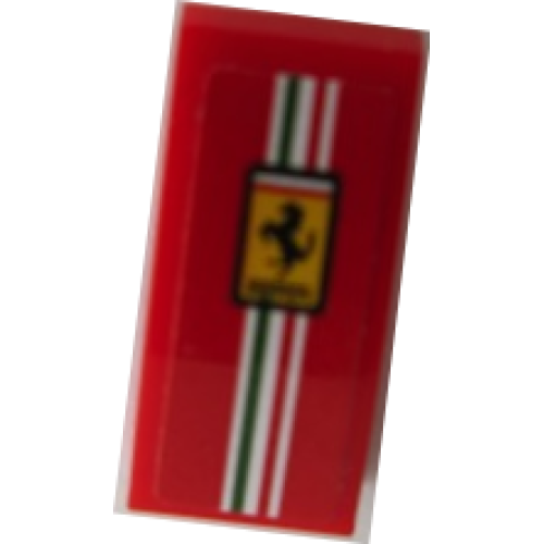 Деталь LEGO 11477pb118 Slope, Curved 2 x 1 x 2/3 with Ferrari Logo and Stripes Pattern (Sticker) - Set 75879