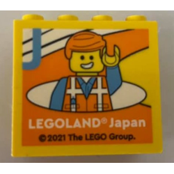 Brick 2 x 4 x 3 with LEGOLAND Japan, Emmet Minifigure, and Medium Blue Capital Letter J Pattern Brick 2 x 4 x 3 with LEGOLAND Japan, Emmet Minifigure, and Medium Blue Capital Letter J Pattern
