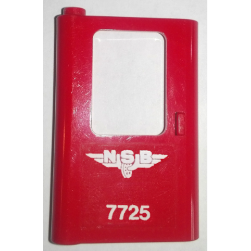 Деталь LEGO 4181pb083 Door 1 x 4 x 5 Train Left, Thin Support at Bottom with White 'NSB 7725' Pattern (Sticker) - Set 7725