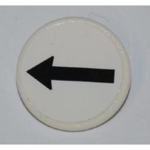 Деталь LEGO 30261pb013 Road Sign 2 x 2 Round with Clip with Black Arrow Pattern (Sticker) - Set 8126