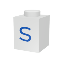 Brick 1 x 1 with Blue Capital Letter S Pattern
