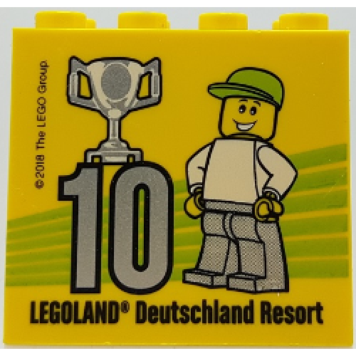 Деталь LEGO 30144pb230 Brick 2 x 4 x 3 with Besuchsmeister 10 Silver 2018 Legoland Deutschland Resort Pattern
