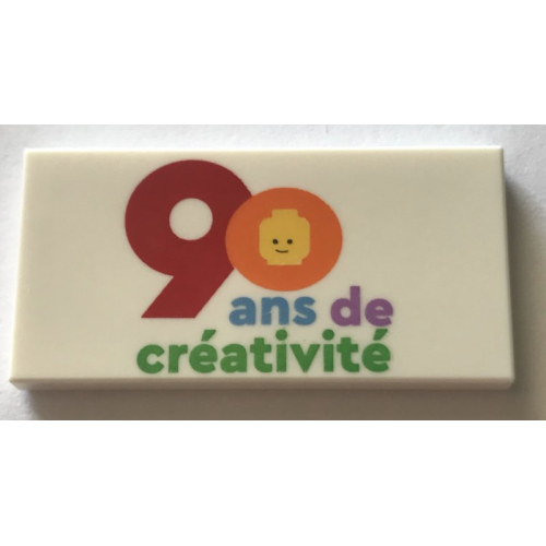 Деталь LEGO 87079pb1150 Tile 2 x 4 with '90 ans de créativité' Pattern