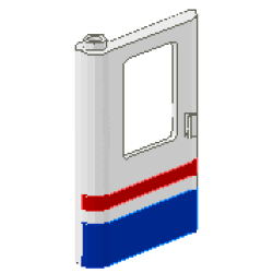 Door 1 x 4 x 5 Train Left, Thin Support at Bottom with Red/Blue Stripe Pattern Door 1 x 4 x 5 Train Left, Thin Support at Bottom with Red/Blue Stripe Pattern