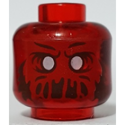 Minifigure, Head Alien Ghost with White Eyes, Red Face, and Slime Mouth with Frown Pattern