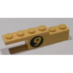 Stickered Assembly 6 x 1 x 1 1/3 with Number 9 on Black Circle Pattern Model Left Side (Sticker) - Sets 8159 / 8160 - 1 Plate 1 x 4, 1 Brick 1 x 4