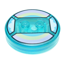 Dimensions Toy Tag 4 x 4 x 2/3 with 2 Studs and Trans-Light Blue Bottom with Bright Pink, Bright Light Yellow, and Bright Light Blue Rainbow, White Clouds Pattern (Unikitty)