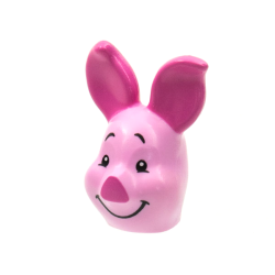 Minifigure, Head, Modified Pig, Short Snout with Dark Pink Ears and Nose, Black Eyebrows, Eyes, and Smile Pattern (Piglet)