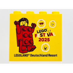 Brick 2 x 4 x 3 with LEGO FESTIVAL 2025 LEGOLAND Deutschland Resort and Red Brick Suit Guy Minifigure Pattern