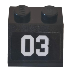 Slope 45 2 x 2 with White Number 03 on Black Background Pattern (Sticker) - Set 76162 Slope 45 2 x 2 with White Number 03 on Black Background Pattern (Sticker) - Set 76162