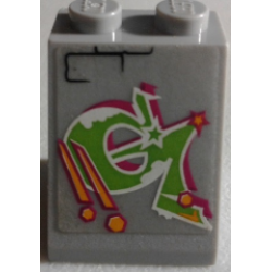 Slope 65 2 x 2 x 2 with Bottom Tube with Graffiti on Brick Wall Pattern (Sticker) - Set 79117 Slope 65 2 x 2 x 2 with Bottom Tube with Graffiti on Brick Wall Pattern (Sticker) - Set 79117