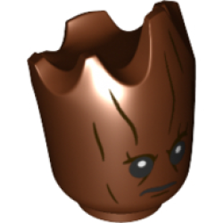 Minifigure, Head, Modified Groot Pattern Minifigure, Head, Modified Groot Pattern