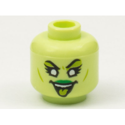 Minifigure, Head Alien Female Banshee with Green Lips, White Eyes, and Lime Tongue and Eye Shadow Pattern