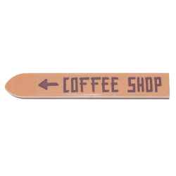 Minifigure, Utensil Ski 6L with Reddish Brown 'COFFEE SHOP' and Arrow Pattern (Sticker) - Set 70840