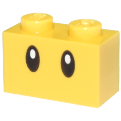Brick 1 x 2 with Black Eyes with White Glints Pattern (Super Mario Wiggler)
