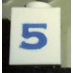 Brick 1 x 1 with Blue Number 5 Pattern (Serif Font)