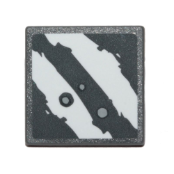 Road Sign 2 x 2 Square with Open O Clip with 2 Rugged White Diagonal Stripes and Blaster Marks on Dark Bluish Gray Background Pattern (Sticker) - Set 75254 Road Sign 2 x 2 Square with Open O Clip with 2 Rugged White Diagonal Stripes and Blaster Marks on Dark Bluish Gray Background Pattern (Sticker) - Set 75254