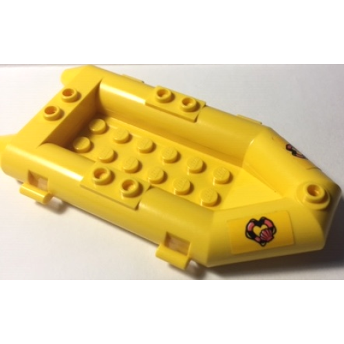 Деталь LEGO 30086c01pb11 Boat, Rubber Raft, Small with Coral and Dark Blue Heart-Shaped Life Preserver and Shell Pattern on Both Sides (Stickers) - Set 41381