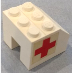 Stickered Assembly 3 x 3 x 2 with Red Cross Pattern on Both Sides (Stickers) - Set 626-2 - 3 Brick 1 x 3, 1 Slope 45 2 x 3