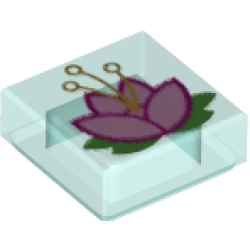 Tile 1 x 1 with Magenta and Metallic Pink Lily and Green Lily Pad Pattern Tile 1 x 1 with Magenta and Metallic Pink Lily and Green Lily Pad Pattern