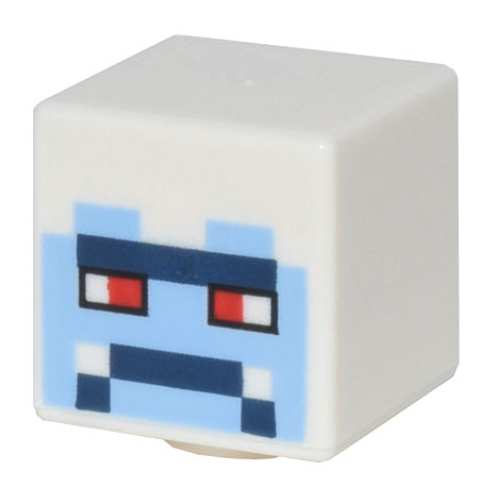 Деталь LEGO 19729pb059 Minifigure, Head, Modified Cube with Pixelated Bright Light Blue Face, Red Eyes, and Dark Blue Mouth and Brow Pattern (Minecraft Yeti)