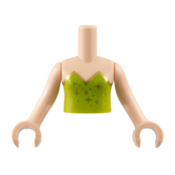 Torso Mini Doll Girl Lime Strapless Top, Gold Hem, Circles and Sparkles Pattern, Light Nougat Arms with Hands