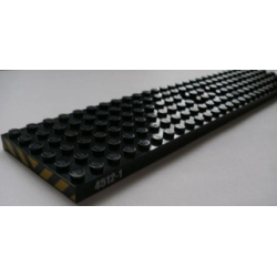 Train Base 6 x 28 with 3 Round Holes Each End and 1 x 2 Cutouts with Black / Yellow Danger Stripes (Back/Front) and '4512-1' (Both Sides) Pattern (Stickers) - Set 4512