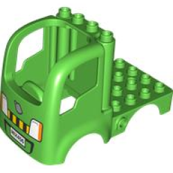 Duplo Car Body Truck 4 x 4 Flatbed with 4 Top Studs with Grille, Headlights, and 'MIX456' Pattern Duplo Car Body Truck 4 x 4 Flatbed with 4 Top Studs with Grille, Headlights, and 'MIX456' Pattern