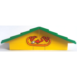 Stickered Assembly 12 x 4 x 3 1/3 with Pipe Wrench and Gas / Fuel Pump with Hose Pattern (Sticker) - Set 3670 - Fabuland Roof Support Slope, 6 x 2 with Green Fabuland Roof Slope without Chimney Hole, 1 Brick 2 x 2 without Inside Supports, 2 Brick 2 x 4