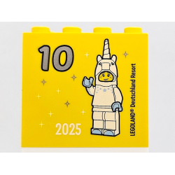 Brick 2 x 4 x 3 with Besuchsmeister 10 Silver 2025 LEGOLAND Deutschland Resort Pattern