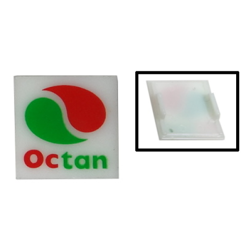 Деталь LEGO 2384pb03 Electric, Light 2 x 2 Clip-On Plate with Octan Logo Pattern